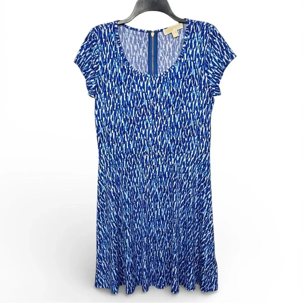 Michael Kors Blue and White fit and flare dress Medium